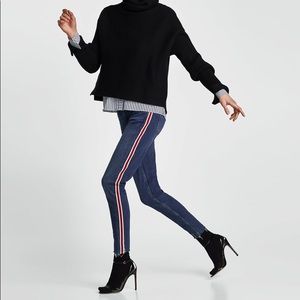 Zara skinny jeans with side stripe